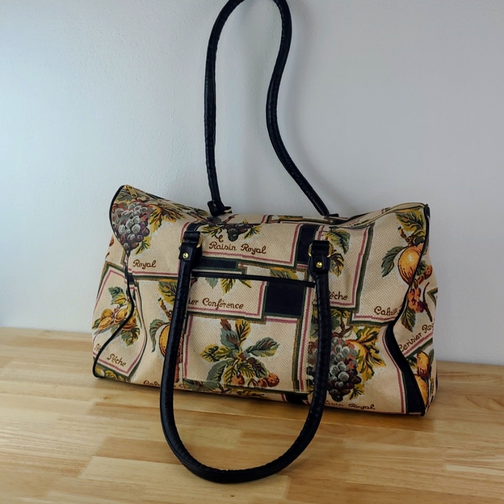 Vintage Fruit tapestry pattern overnight bag